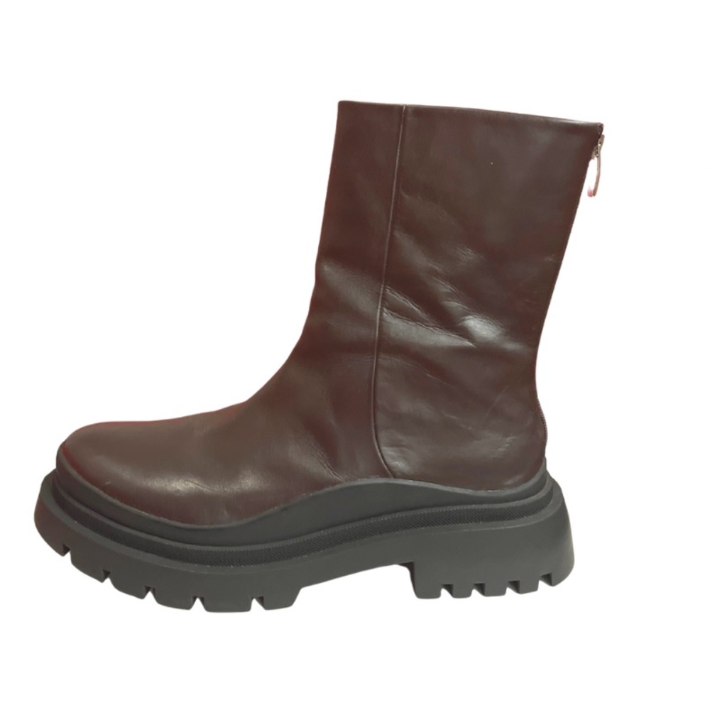 STEVE MADDEN BROWN PLATFORM ANKLE BOOTS WITH ZIPPER BACK
